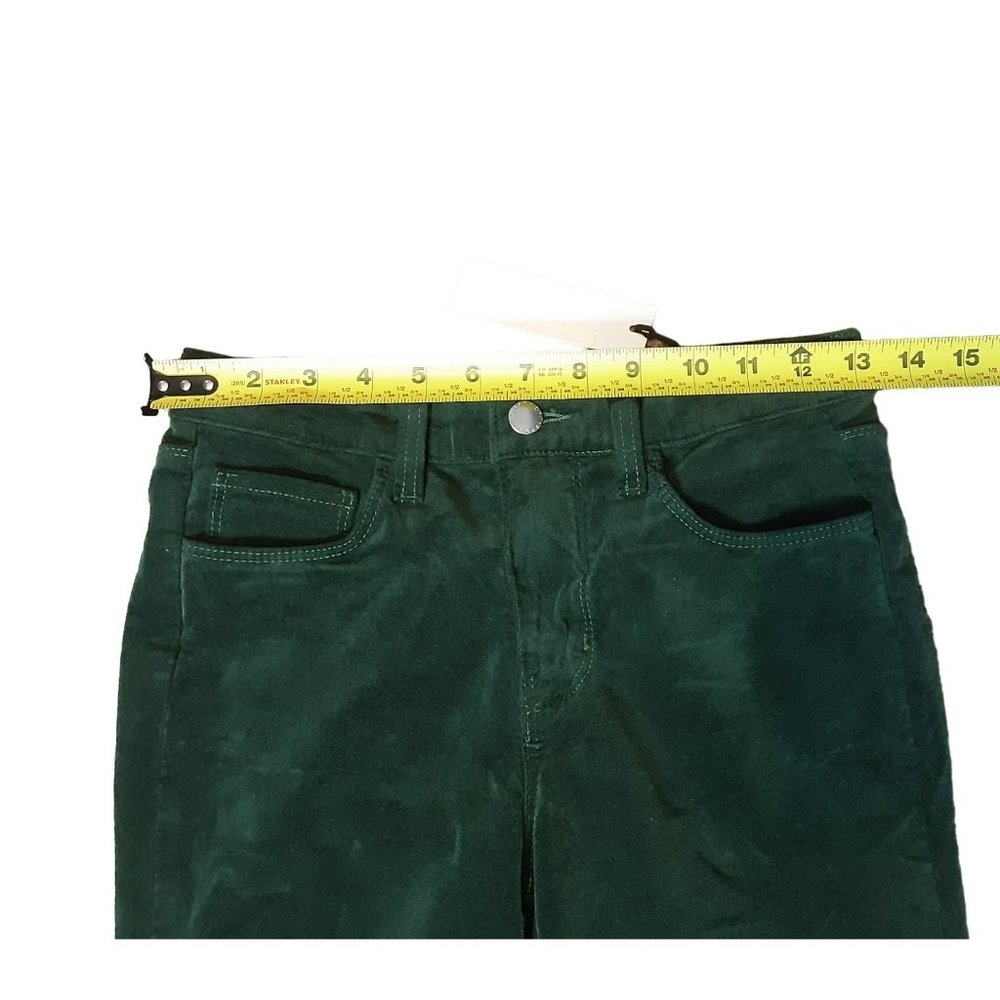 NWT L'AGENCE Margot High Rise Skinny Velvet Green Size 25 - Picture 9 of 10